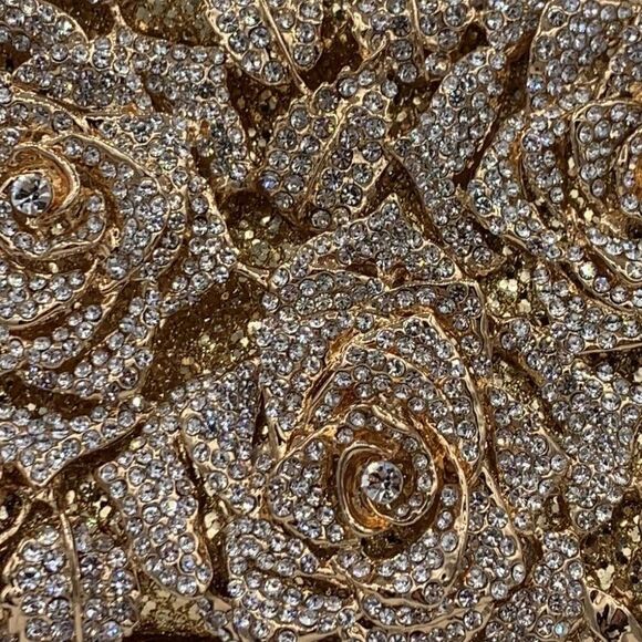 New, no tags, gold hard/clamshell/hand bag/clutch, fully embellished, crystals - Picture 2 of 16